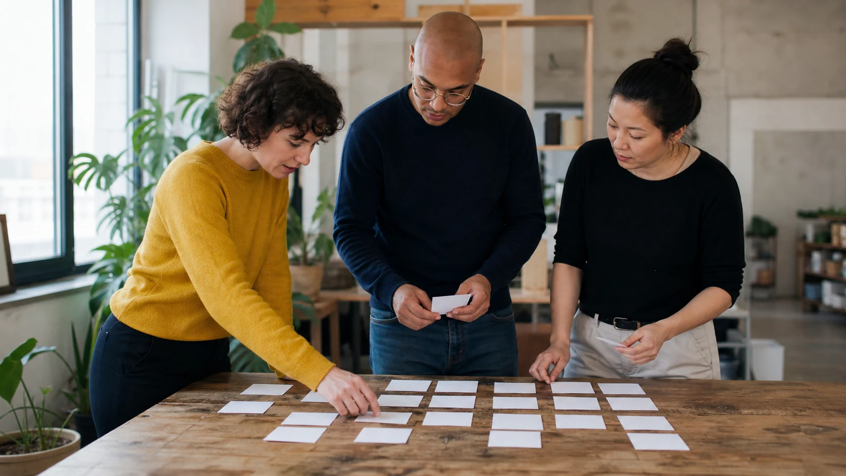 Équipe d’entrepreneurs priorisant les prochaines actions